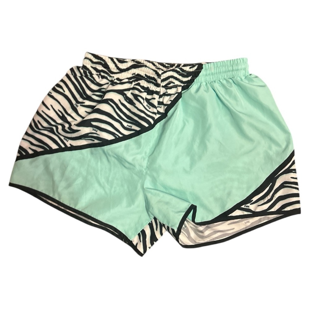 PINK Victoria's Secret 2013 Mint Green w/Black‎ & White Zebra Print Shorts S